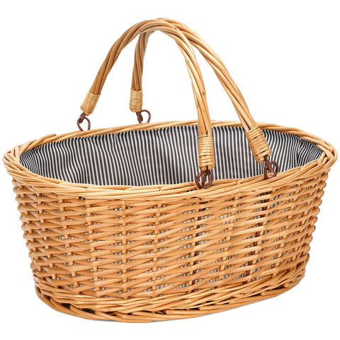 TwentyNext wicker picnic basket natural 16 inch size for easy outdoor dining.