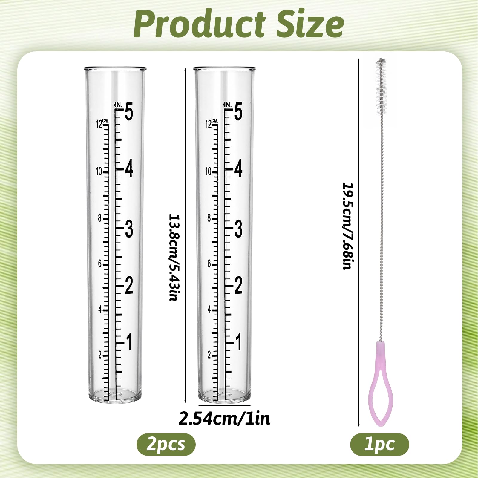 Tweruna acrylic-tube with inch-centimeter scales for precise readings at a glance.