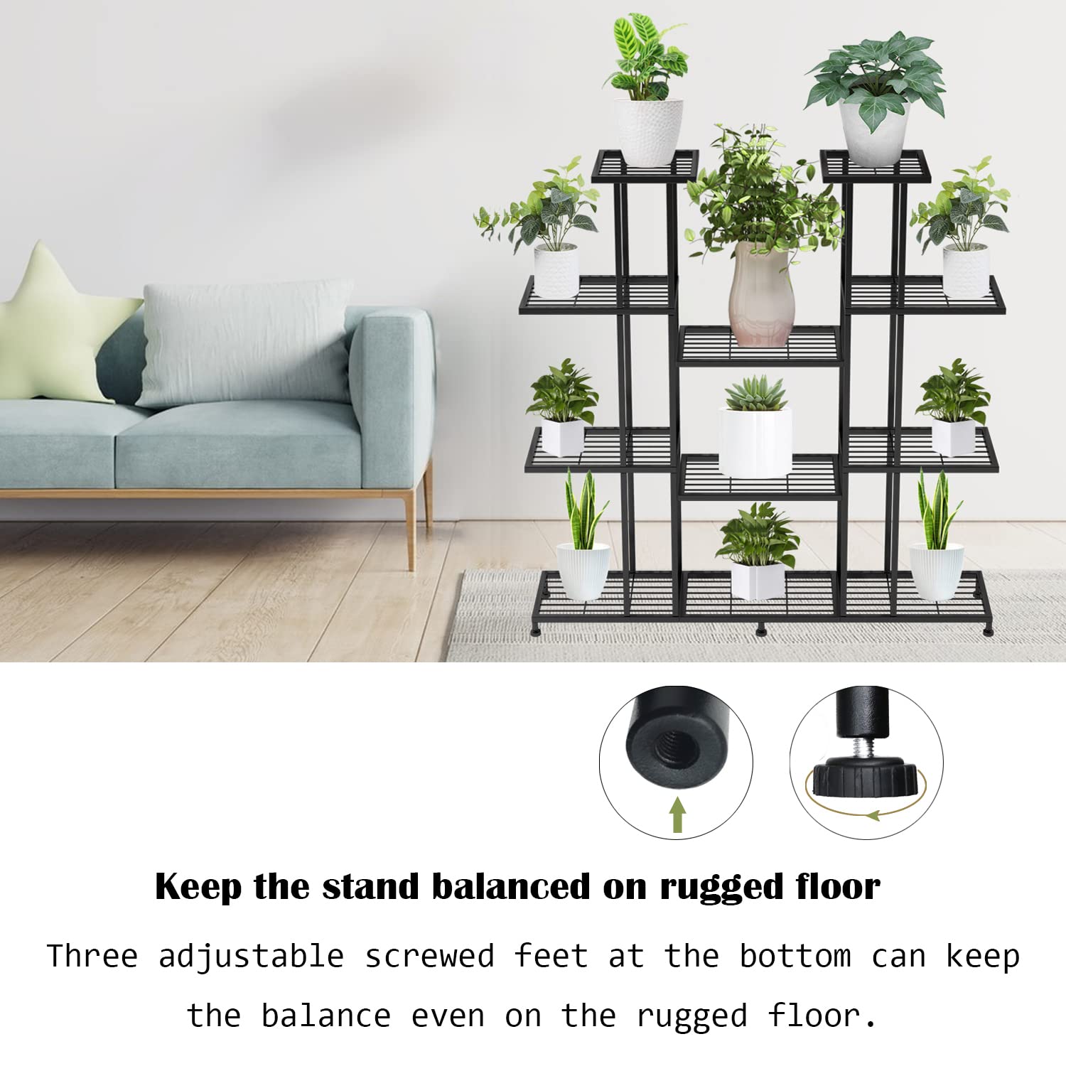 Twhep 9-tier stand dimensions emphasize ample footprint for corners and rooms