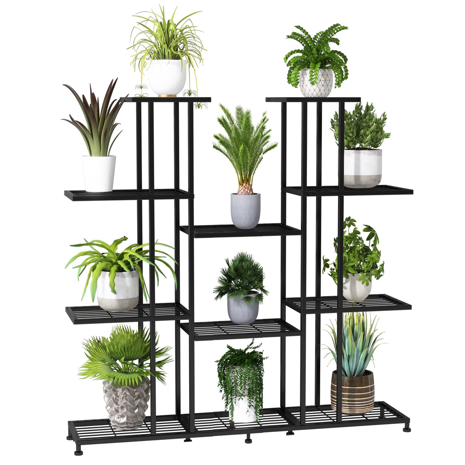 Twhep 9-tier plant stand front view showing sturdy iron frame for indoor use