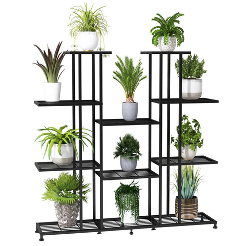 Twhep 9-tier plant stand front view showing sturdy iron frame for indoor use