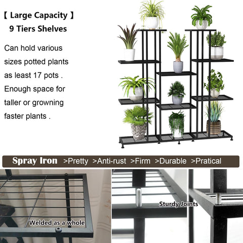 Twhep 9-tier plant stand demonstrates indoor-outdoor versatility for living spaces