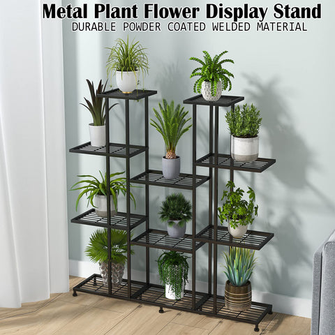 Twhep 9-tier plant stand side view highlighting spacious shelves for multiple pots