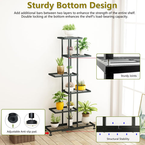 Twhep 6-tier side view highlights compact, space-saving design for balconies and corners.