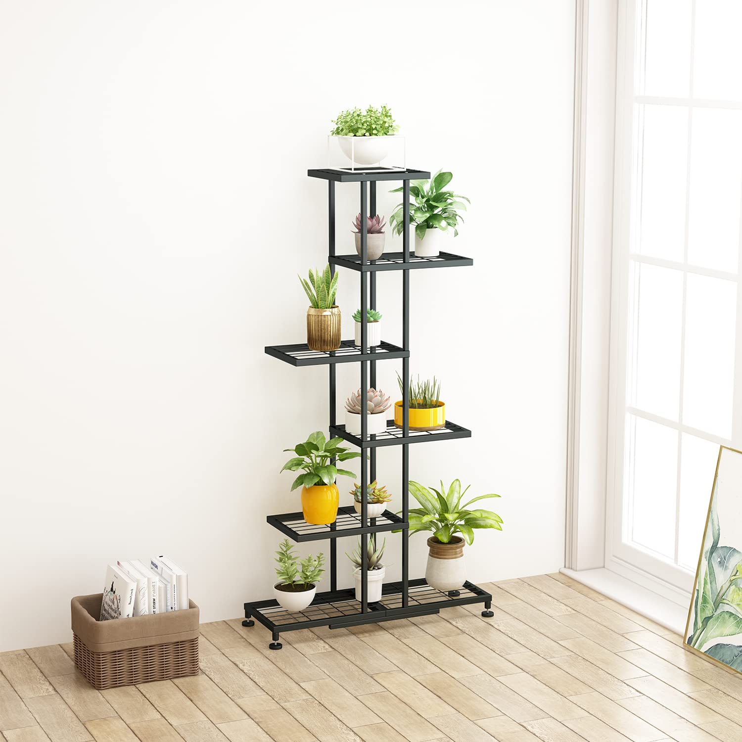 Twhep 6-tier indoor garden shelving unit suitable for living room or patio.