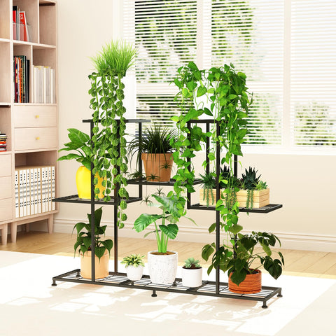 Twhep plant display stand on a balcony setup, ready for a seasonal display.