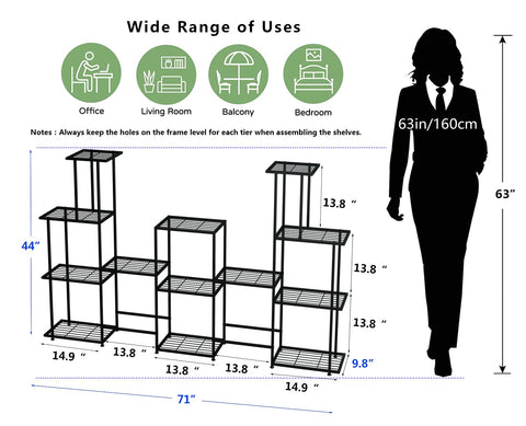 Twhep Tall 13-tier plant stand assembly process showing simple steps
