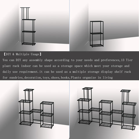 Twhep Tall 13-tier plant stand outdoors on a patio for compact greenery