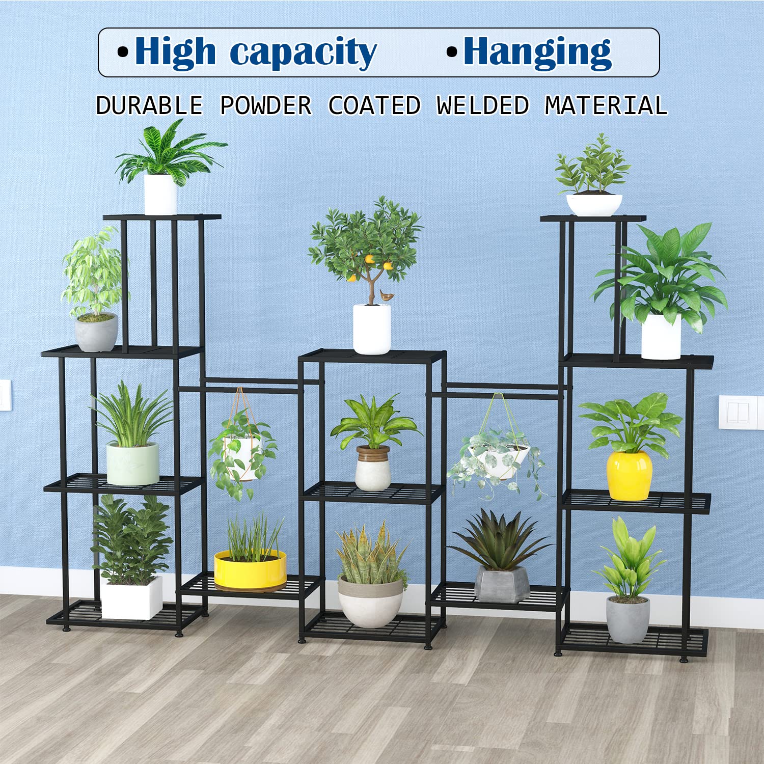Twhep Tall 13-tier plant stand side view highlighting durable iron frame