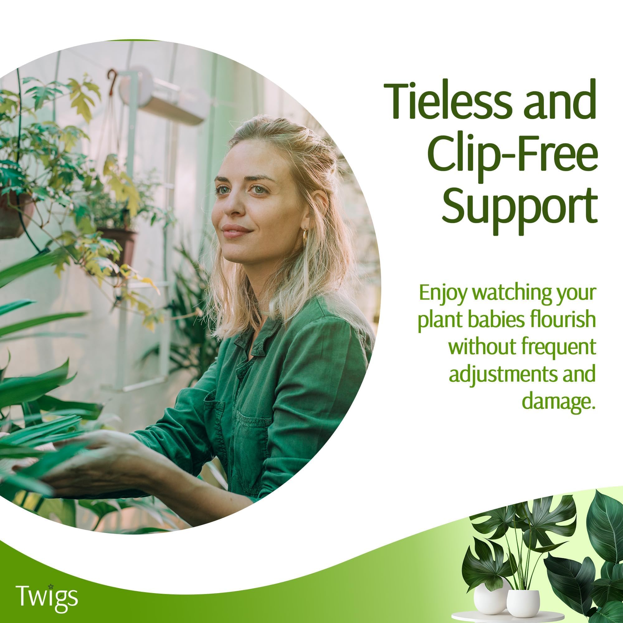 Twigs GA non-corrosive plastic stake resists rust indoors or outdoors.