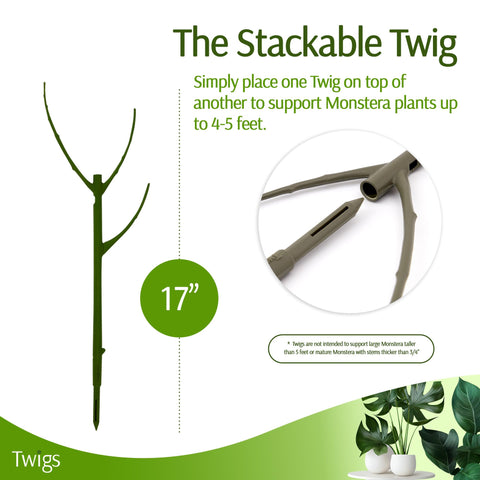 Twigs GA stake made from UV-protected plastic resists rust and corrosion.