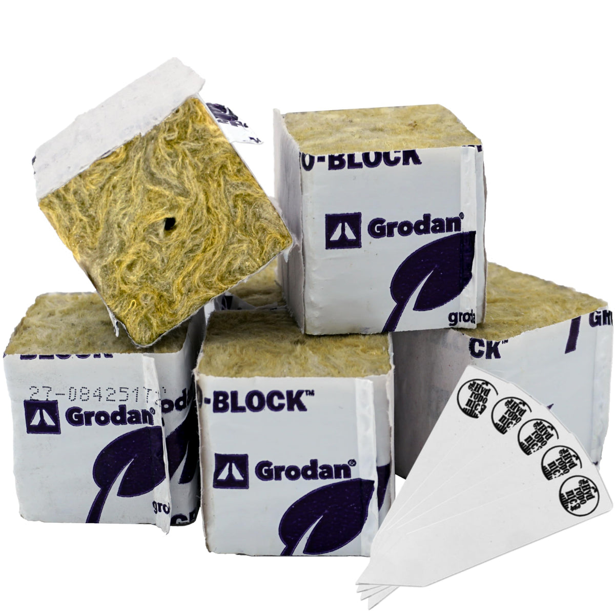 Twin Canaries Grodan 1.5-inch Rockwool Mini Blocks ideal for propagation and hydroponics.