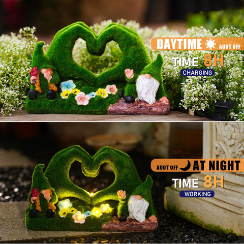 Twinbling heart-guardian gnomes bring romantic flair to your garden