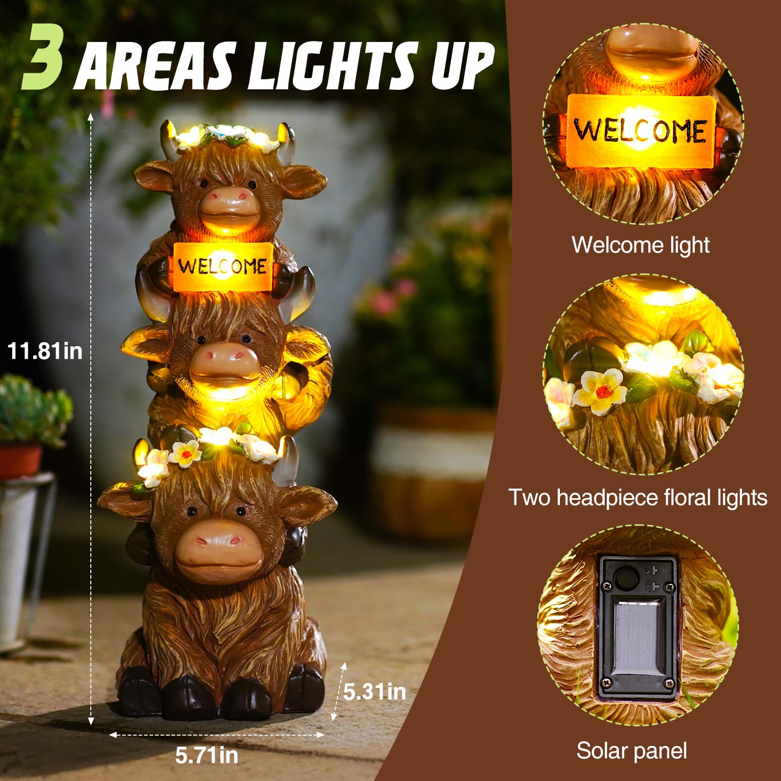Twinbling Highland Cow figurine for yard display adds playful focal point