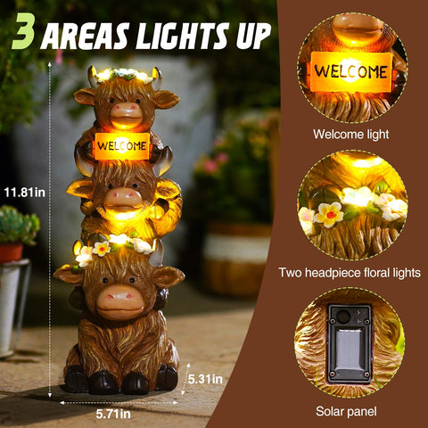 Twinbling Highland Cow figurine for yard display adds playful focal point