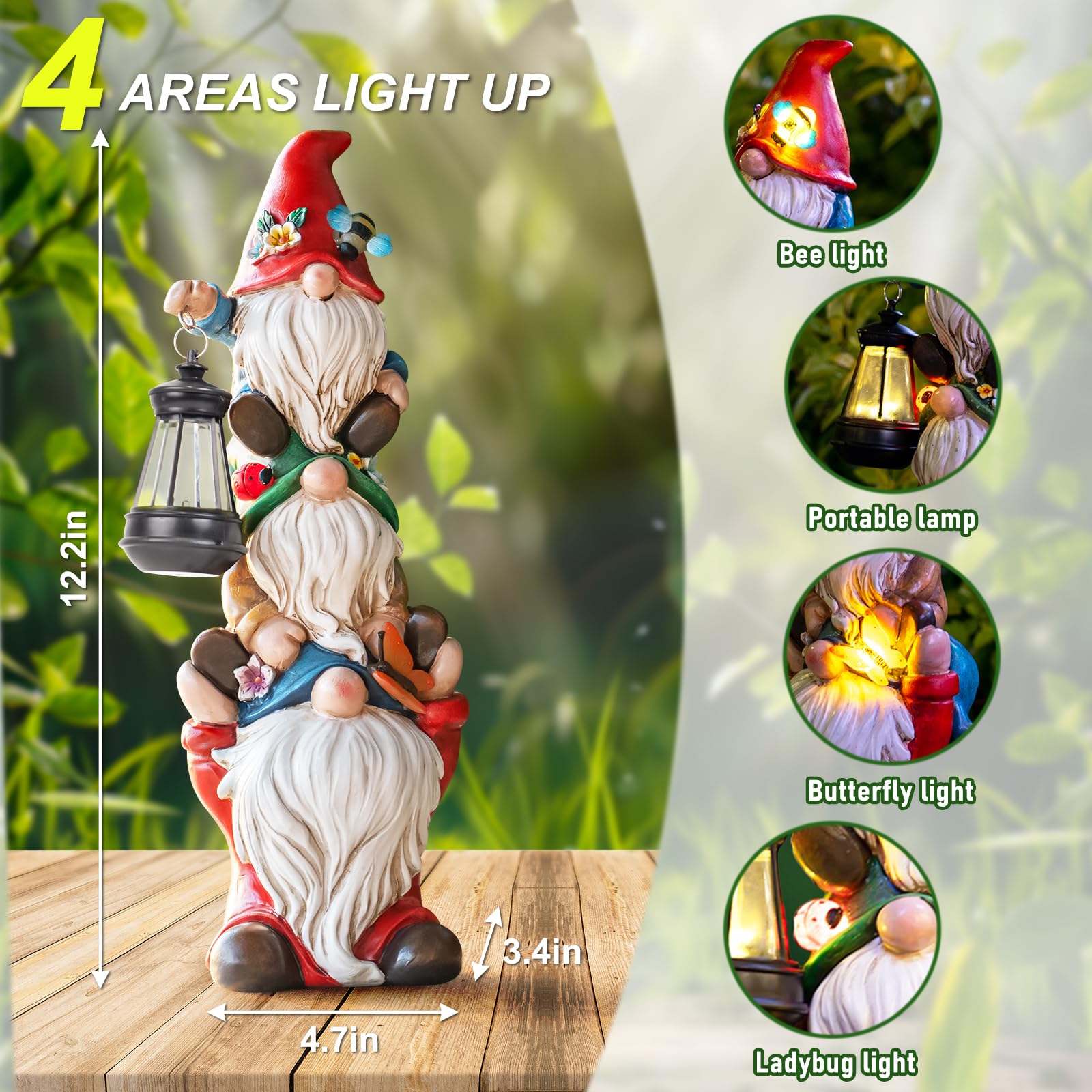 Twinbling-polyresin-gnome is weather resistant for year-round display.