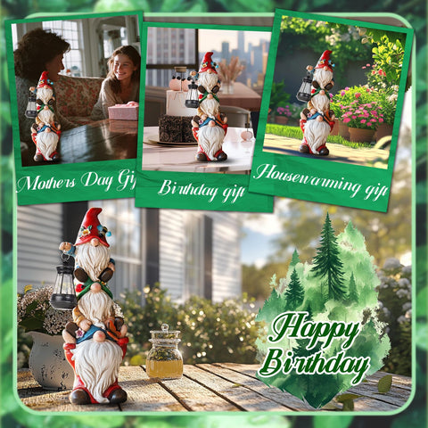 Twinbling solar-lantern-gnome-light lights paths at night for cozy ambiance.