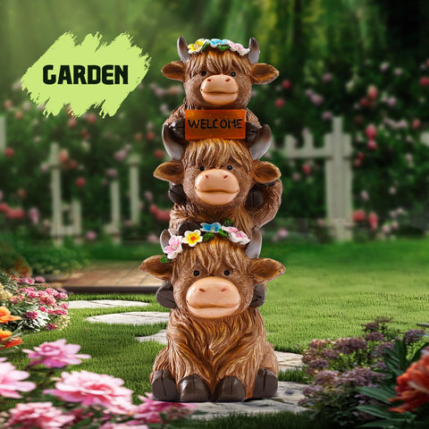 Twinbling waterproof resin Highland Cow statue withstands outdoor weather