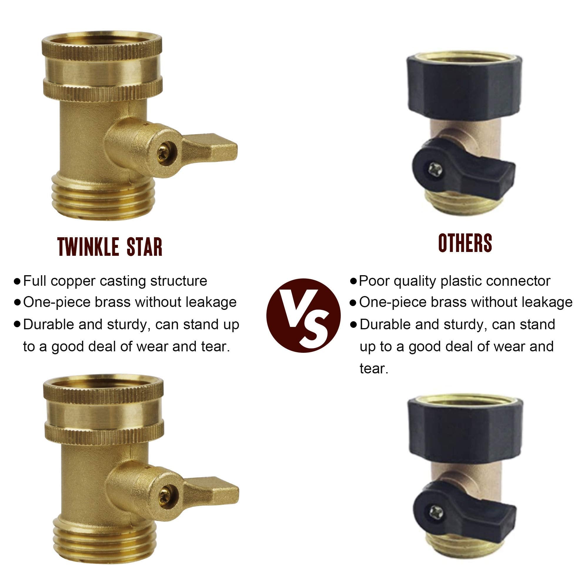 Twinkle Star brass handle ergonomic design ensures comfortable grip and quick on/off control.