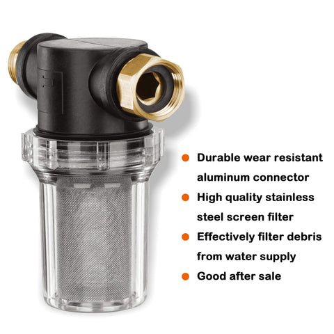 Twinkle Star garden hose strainer attachment simplifies debris prevention.