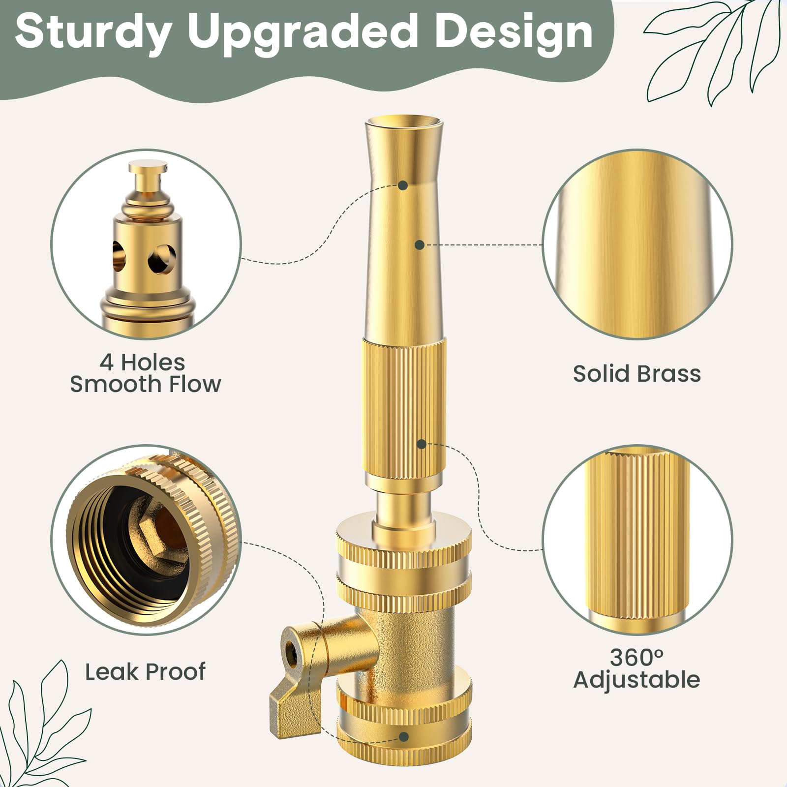 Twinkle Star heavy-duty brass nozzle with side grip for easy one-handed control.