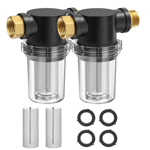 Twinkle Star hose filter with 100-mesh screen filtering debris for cleaner water.