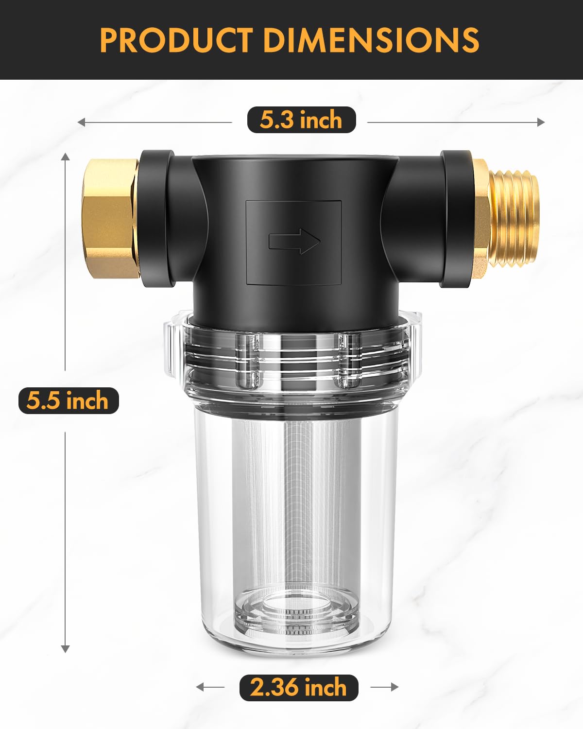 Twinkle Star inline hose filter installed on faucet for easy setup and maintenance.