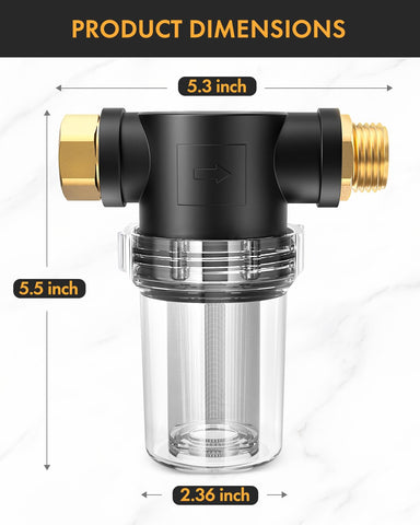 Twinkle Star inline hose filter installed on faucet for easy setup and maintenance.