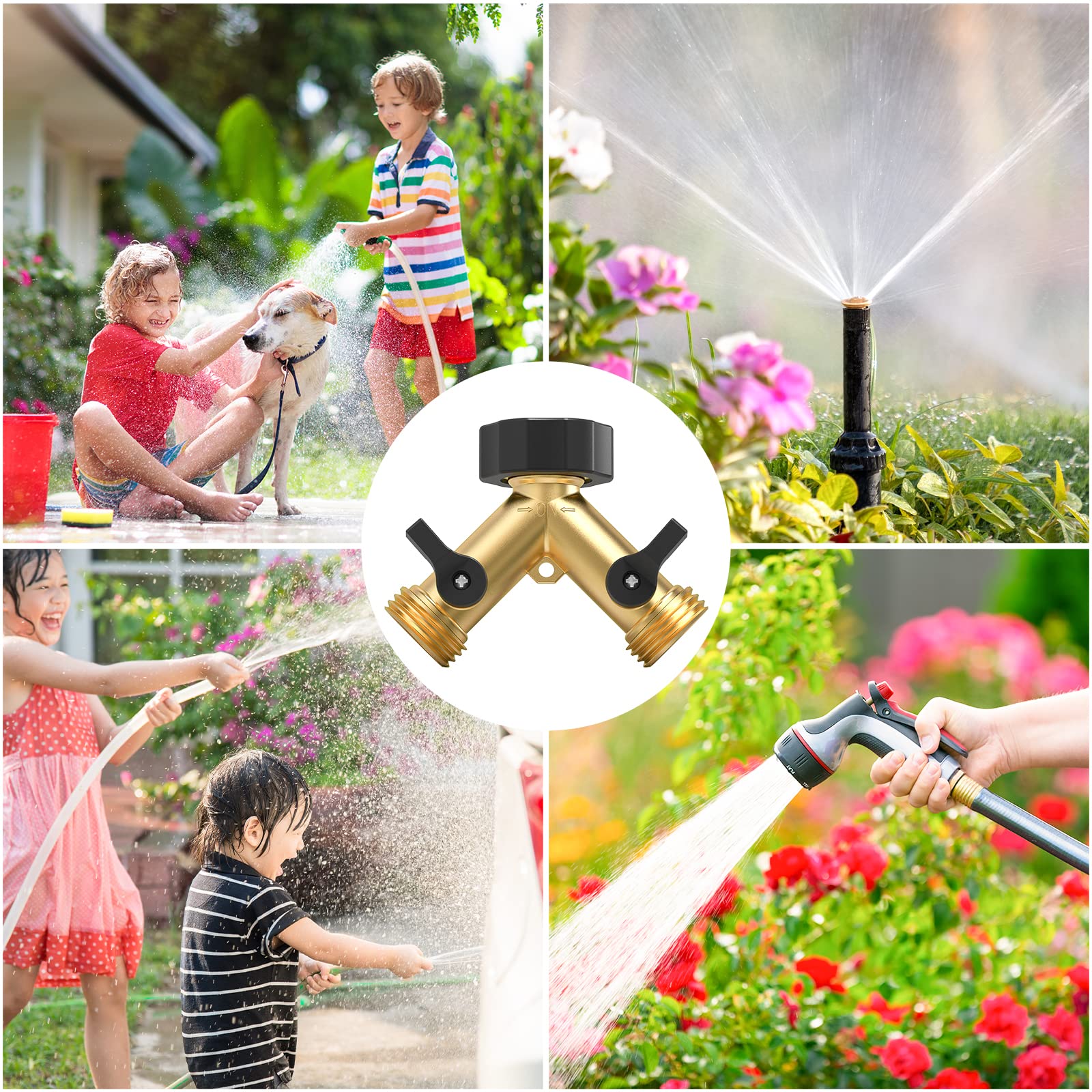Twinkle Star outdoor faucet-compatible splitter fits standard spigots.