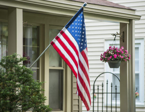 Two Group wall-mount flag holder ideal for porch or garden decor.
