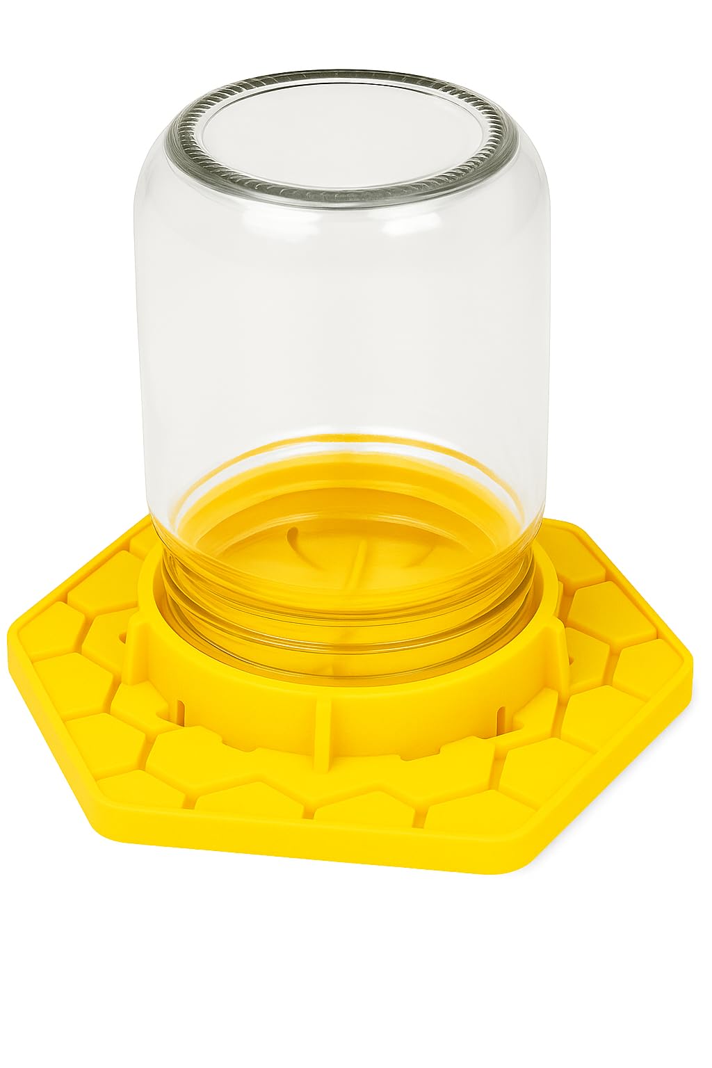 Inline honeycomb holes show anti-drowning design keeping bees safe during hydration.