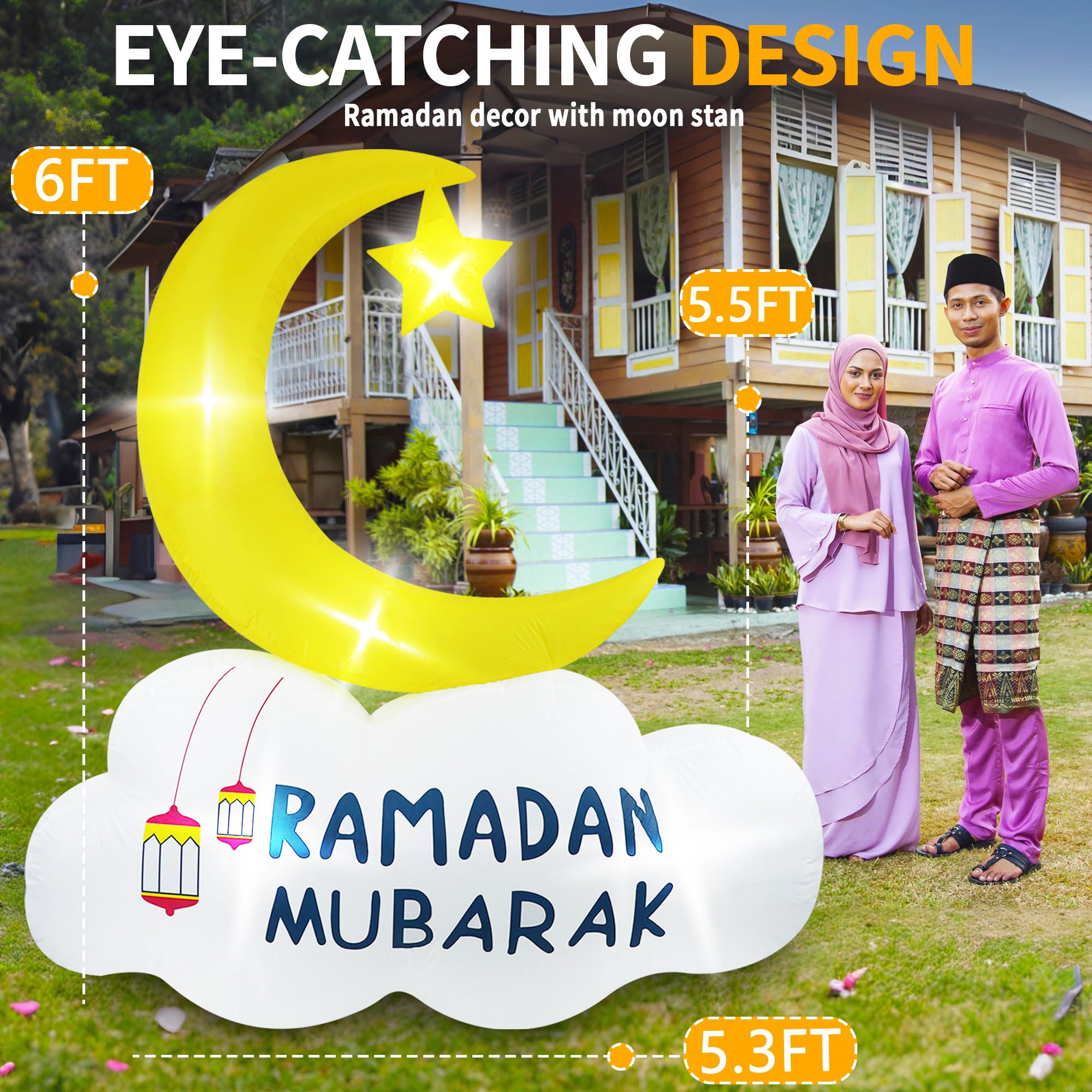 TwoBees Ramadan inflatable back banner displays Eid Mubarak for outdoor celebrations