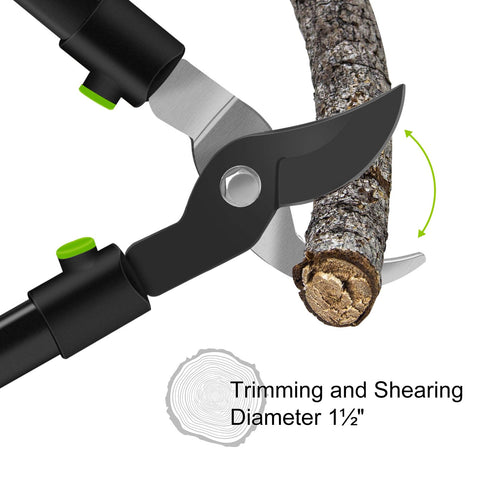 Twocorn branch-cutting capacity up to 1.5 inches for trimming and shaping branches.