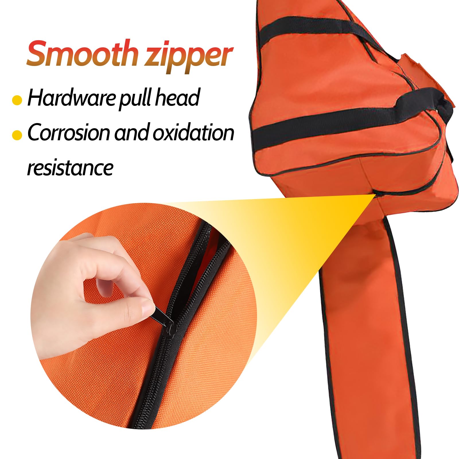 Txelegant chainsaw bag with sturdy zipper and strap for easy carrying.