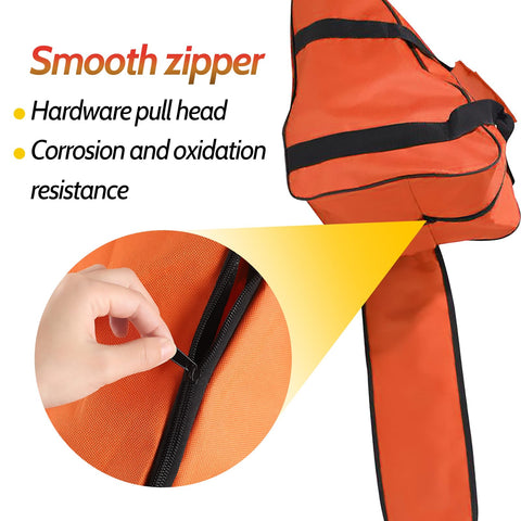 Txelegant chainsaw bag with sturdy zipper and strap for easy carrying.