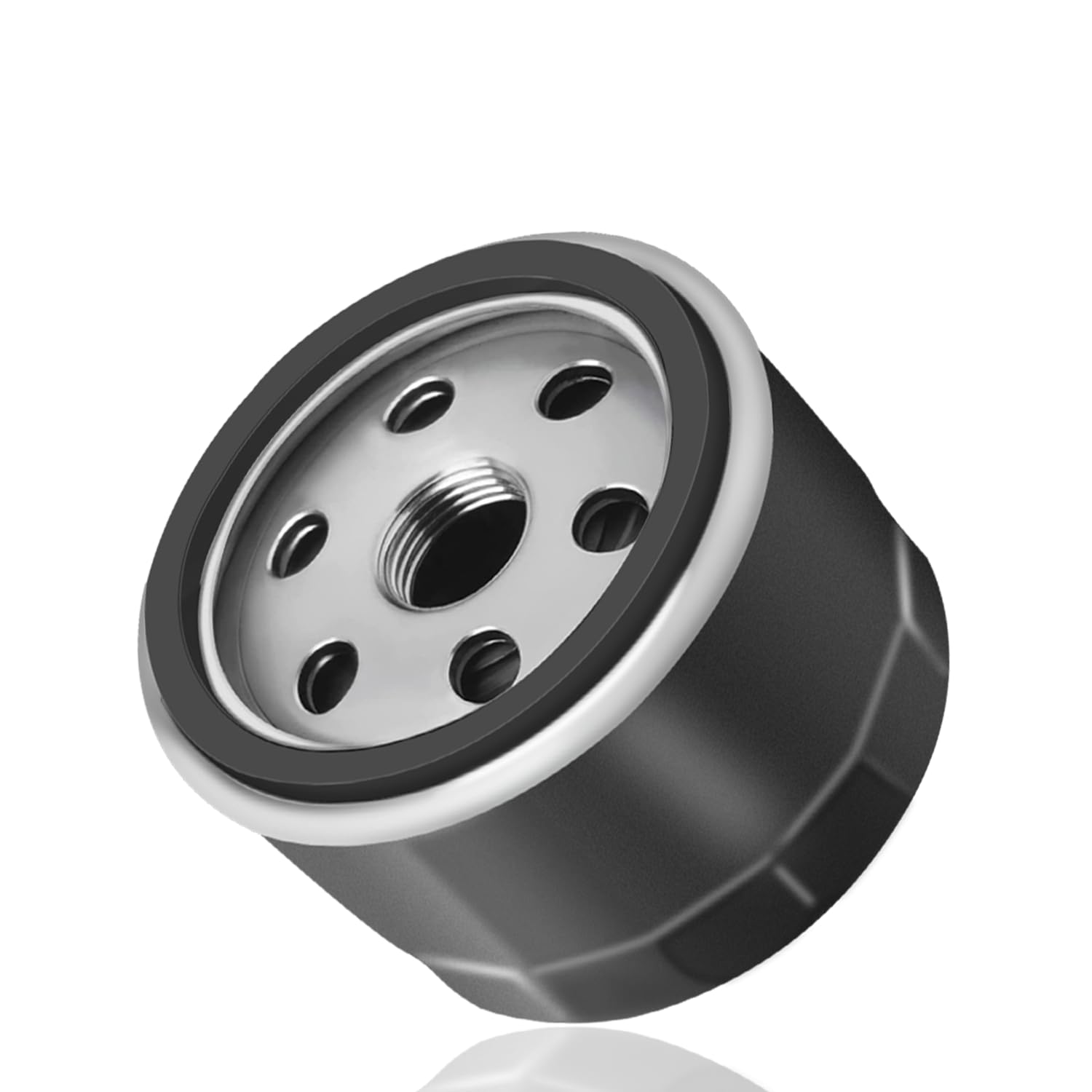 TXRXIZ AM125424 oil filter front view showing compact, durable design for lawn equipment