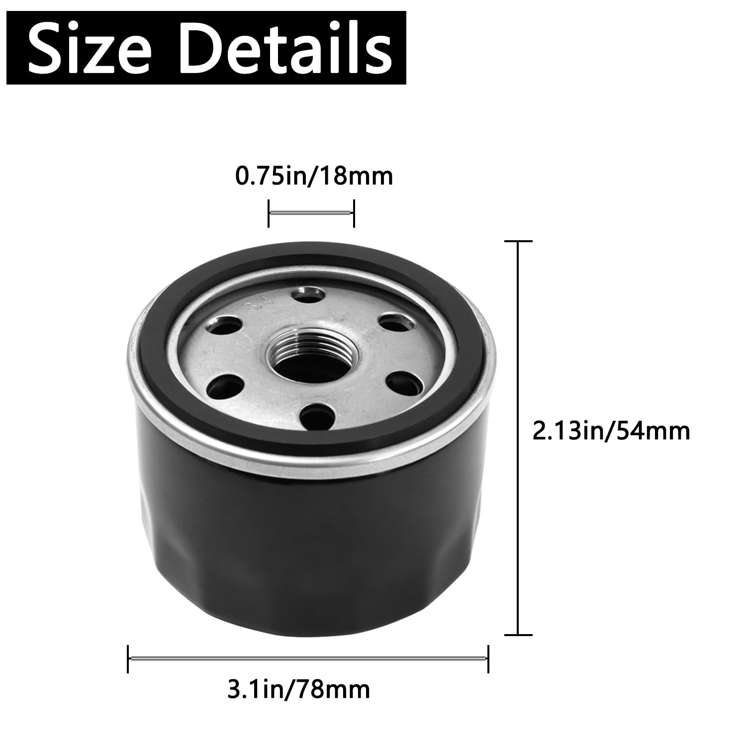 TXRXIZ AM125424 oil filter side view highlighting rugged seal for secure mower fit