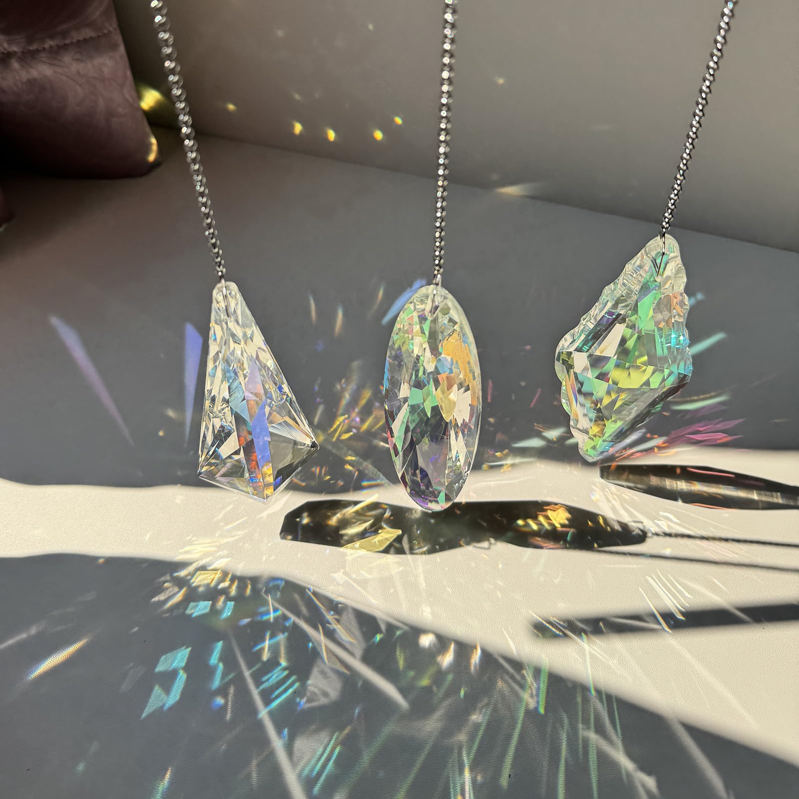 TXXNSM crystal sun catcher prisms close-up showing glass facets sparkle.