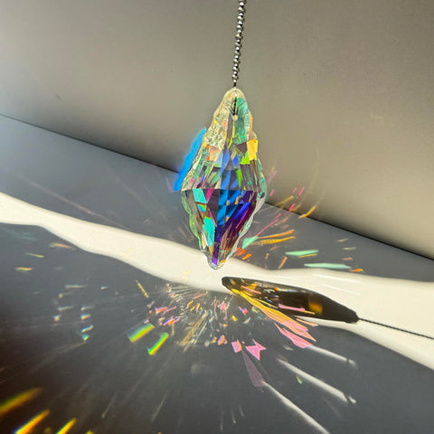 TXXNSM sun catcher hanging in garden adds colorful light play.