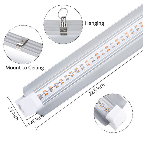 TYAGMAM Grow Light 2ft T8 side profile showcasing slim aluminum housing.