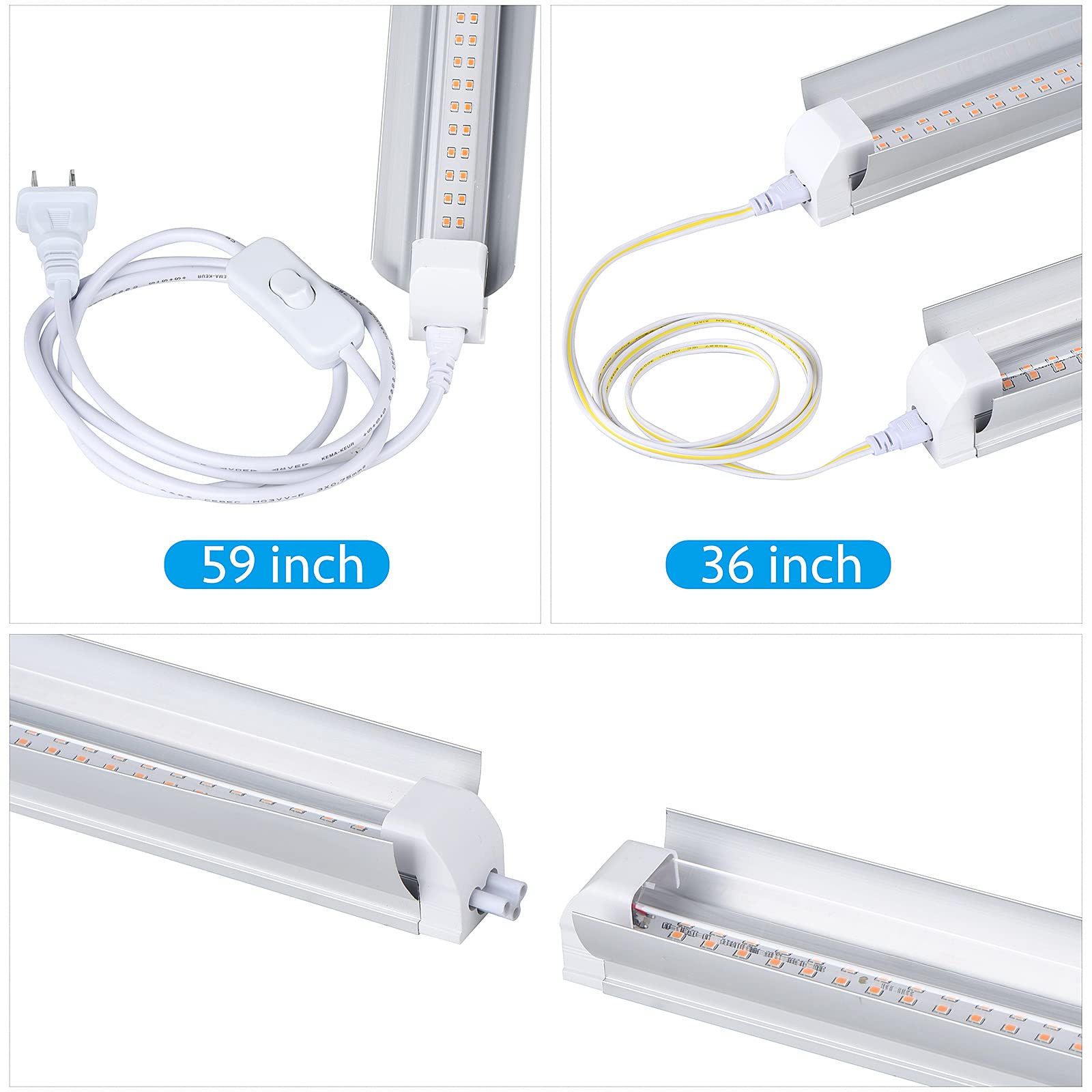 TYAGMAM Grow Light 4-pack with easy-install kit for seedlings.