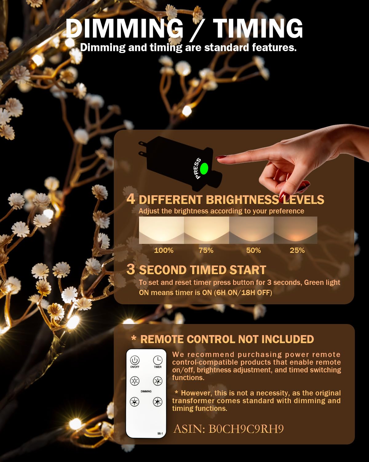 TYBEEU 184 LED warm white lights create romantic evenings