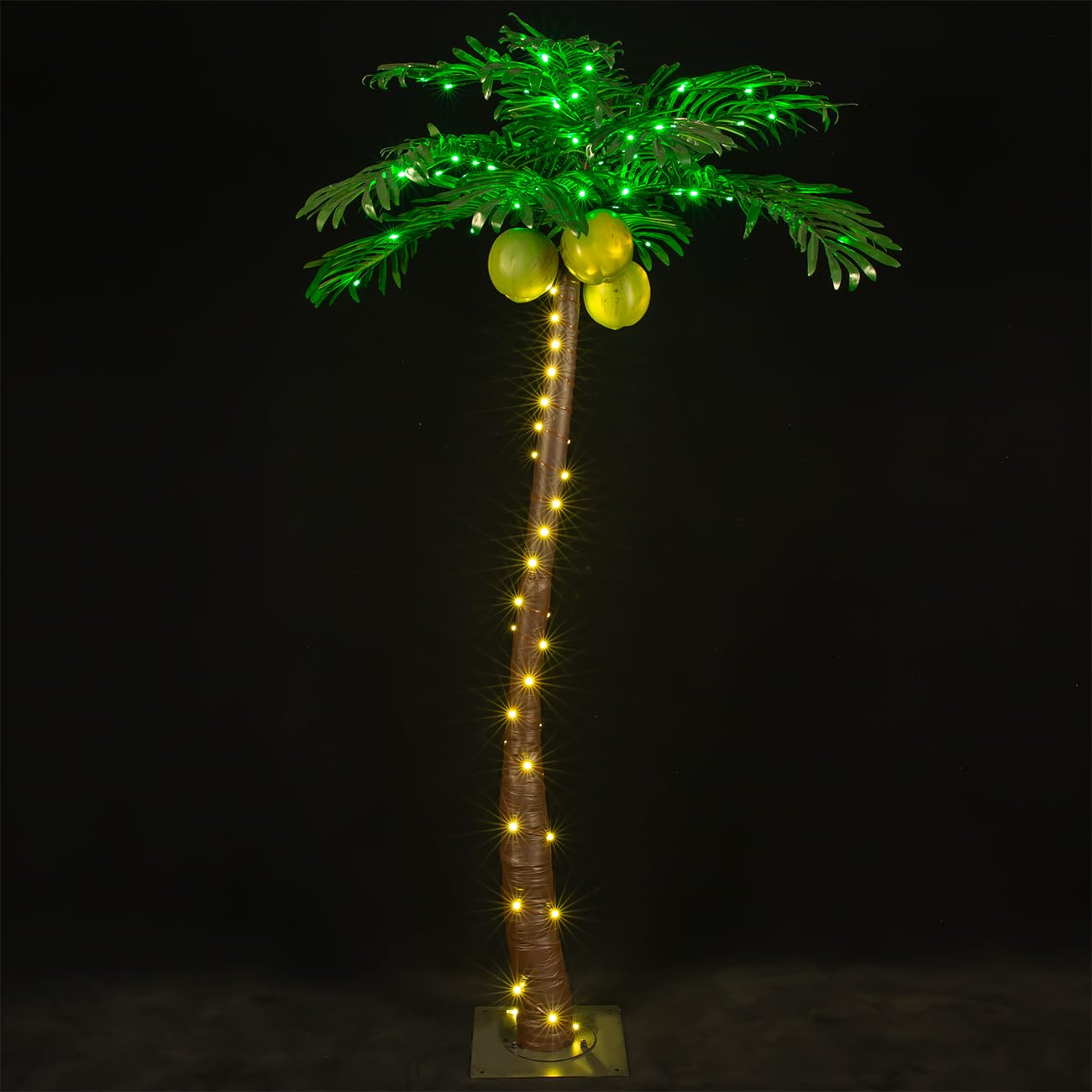 TYBEEU 5ft palm tree lit with glowing coconuts for ambient outdoor decor.