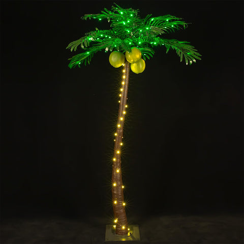 TYBEEU 5ft palm tree lit with glowing coconuts for ambient outdoor decor.