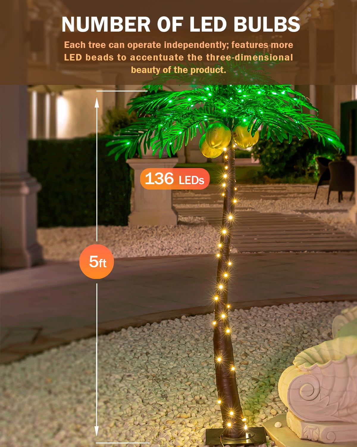 TYBEEU palm tree leaves withstand sun and rain for year-round use.