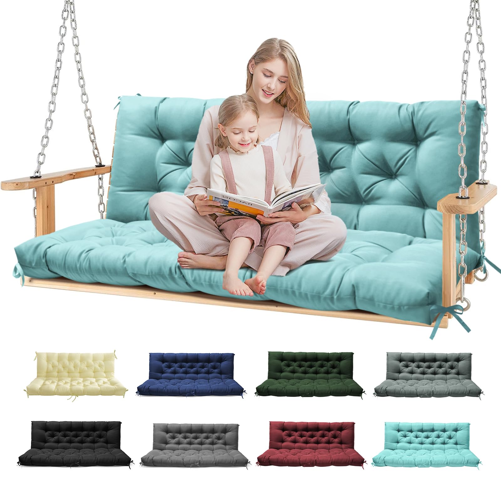 Tycdiose teal porch swing cushions offer 5-inch memory foam comfort for outdoor seating