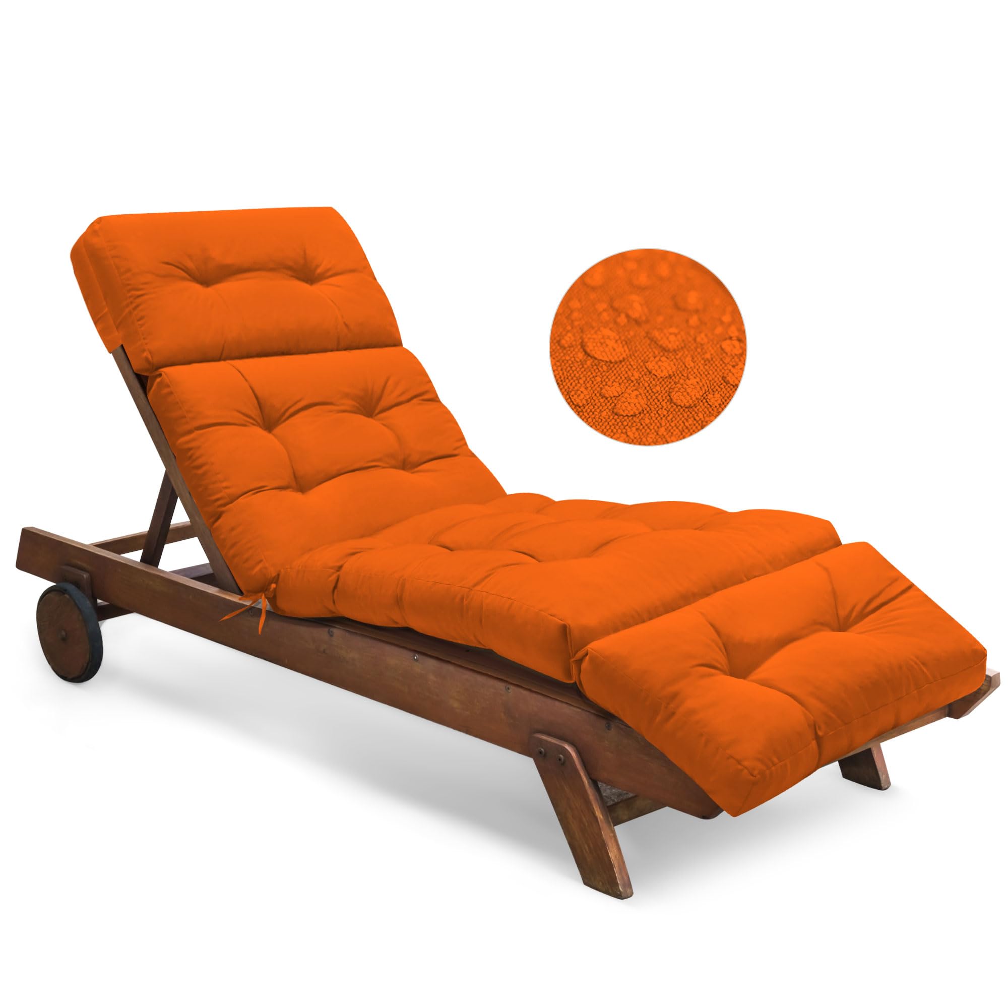 Tycdiose waterproof outdoor chaise lounge cushion front view showing full length for lounging