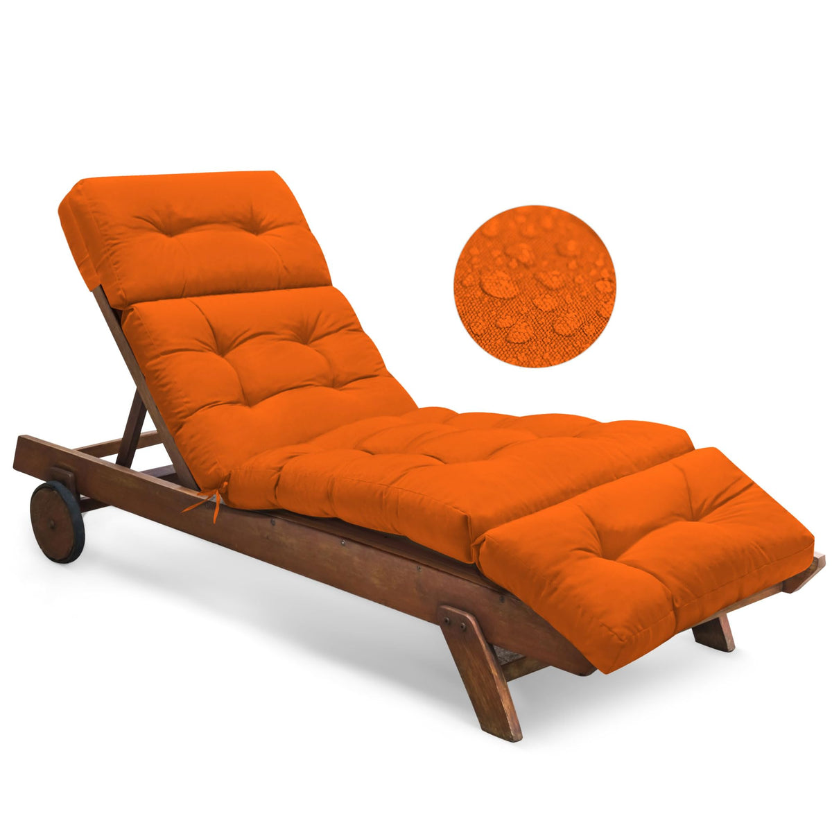 Tycdiose waterproof outdoor chaise lounge cushion front view showing full length for lounging
