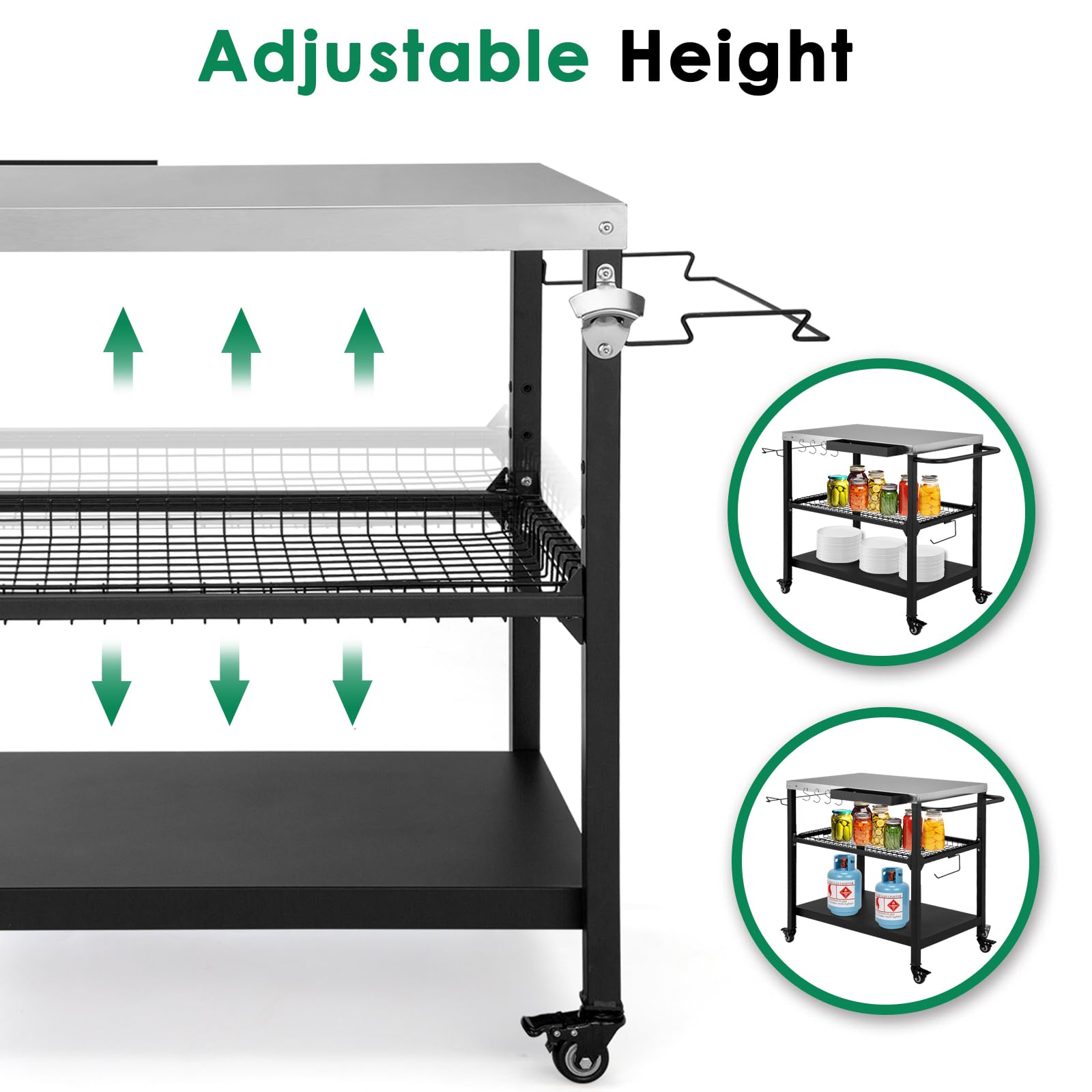 Tyfnry Portable outdoor grill cart ideal for patio, beach, or campsite.