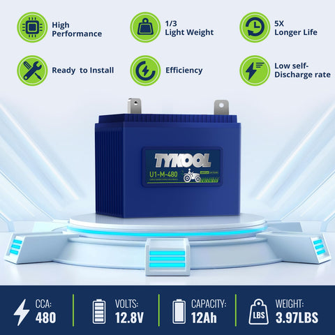 TYKOOL off-season storage keeps charge ready for spring mowing.